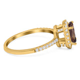 Art Deco Oval Natural Stone Halo Ring