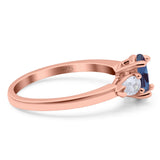 Oval Natural Stone Three Stone Ring