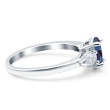Oval Natural Stone Three Stone Ring