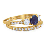 Three Stone Round Vintage Style Ring