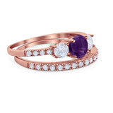 Three Stone Round Vintage Style Ring