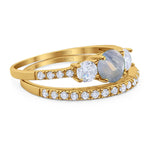 Three Stone Round Vintage Style Ring
