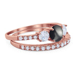 Three Stone Round Vintage Style Ring