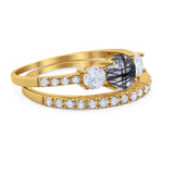 Three Stone Round Vintage Style Ring