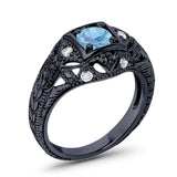 Art Deco Round Natural Stone Filigree Ring