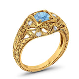 Art Deco Round Natural Stone Filigree Ring