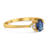 Art Deco Oval Natural Stone Wedding Ring