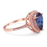 Art Deco Pear Natural Stone Wedding Ring