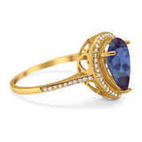 Art Deco Pear Natural Stone Wedding Ring