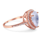 Art Deco Pear Natural Stone Wedding Ring