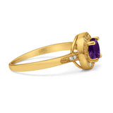 Vintage Style Halo Round Natural Stone Ring