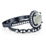 Two Piece Round Natural Stone Bridal Ring