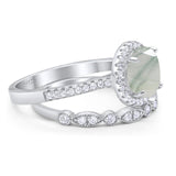 Two Piece Round Natural Stone Bridal Ring