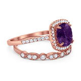 Two Piece Round Natural Stone Bridal Ring