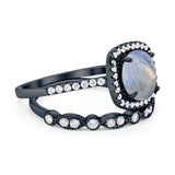 Two Piece Round Natural Stone Bridal Ring
