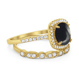 Two Piece Round Natural Stone Bridal Ring