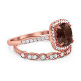Two Piece Round Natural Stone Bridal Ring