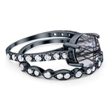 Two Piece Round Natural Stone Bridal Ring