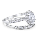 Two Piece Oval Natural Stone Bridal Ring
