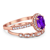 Two Piece Oval Natural Stone Bridal Ring