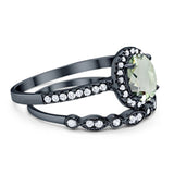 Two Piece Oval Natural Stone Bridal Ring