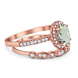 Two Piece Oval Natural Stone Bridal Ring