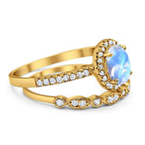 Two Piece Oval Natural Stone Bridal Ring