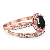 Two Piece Oval Natural Stone Bridal Ring