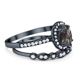 Two Piece Oval Natural Stone Bridal Ring