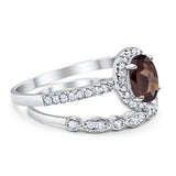 Two Piece Oval Natural Stone Bridal Ring