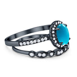 Two Piece Oval Natural Stone Bridal Ring