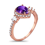 Art Deco Pear Natural Stone Trio Ring