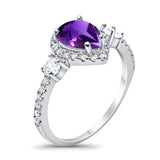Art Deco Pear Natural Stone Trio Ring