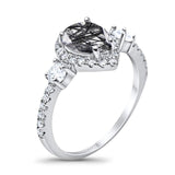 Art Deco Pear Natural Stone Trio Ring