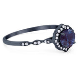 Vintage Style Round Natural Stone Floral Ring