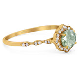 Vintage Style Round Natural Stone Floral Ring