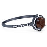 Vintage Style Round Natural Stone Floral Ring
