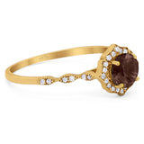 Vintage Style Round Natural Stone Floral Ring