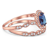 Two Piece Oval Natural Stone Bridal Ring