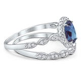 Two Piece Oval Natural Stone Bridal Ring