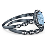 Two Piece Oval Natural Stone Bridal Ring