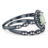 Two Piece Oval Natural Stone Bridal Ring
