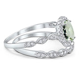 Two Piece Oval Natural Stone Bridal Ring