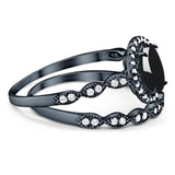 Two Piece Oval Natural Stone Bridal Ring