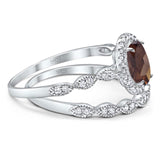 Two Piece Oval Natural Stone Bridal Ring