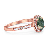 Art Deco Oval Natural Stone Wedding Ring