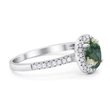 Art Deco Oval Natural Stone Wedding Ring