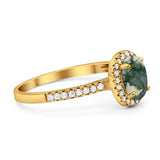 Art Deco Oval Natural Stone Wedding Ring