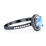 Art Deco Oval Natural Stone Wedding Ring