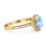 Art Deco Oval Natural Stone Wedding Ring